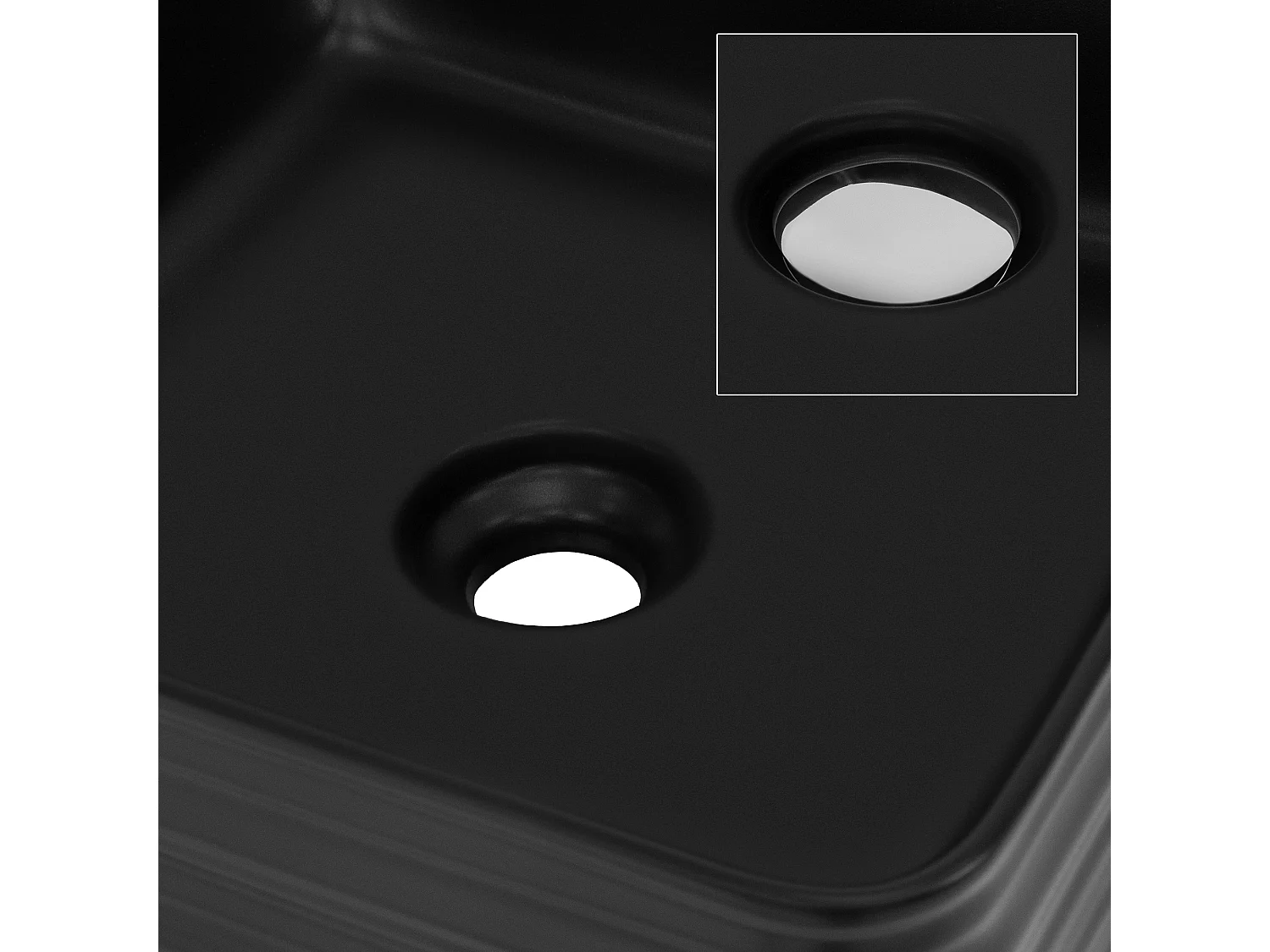 Vasque à poser carré noir mat céramique 390x390x150 mm lave main salle de bain