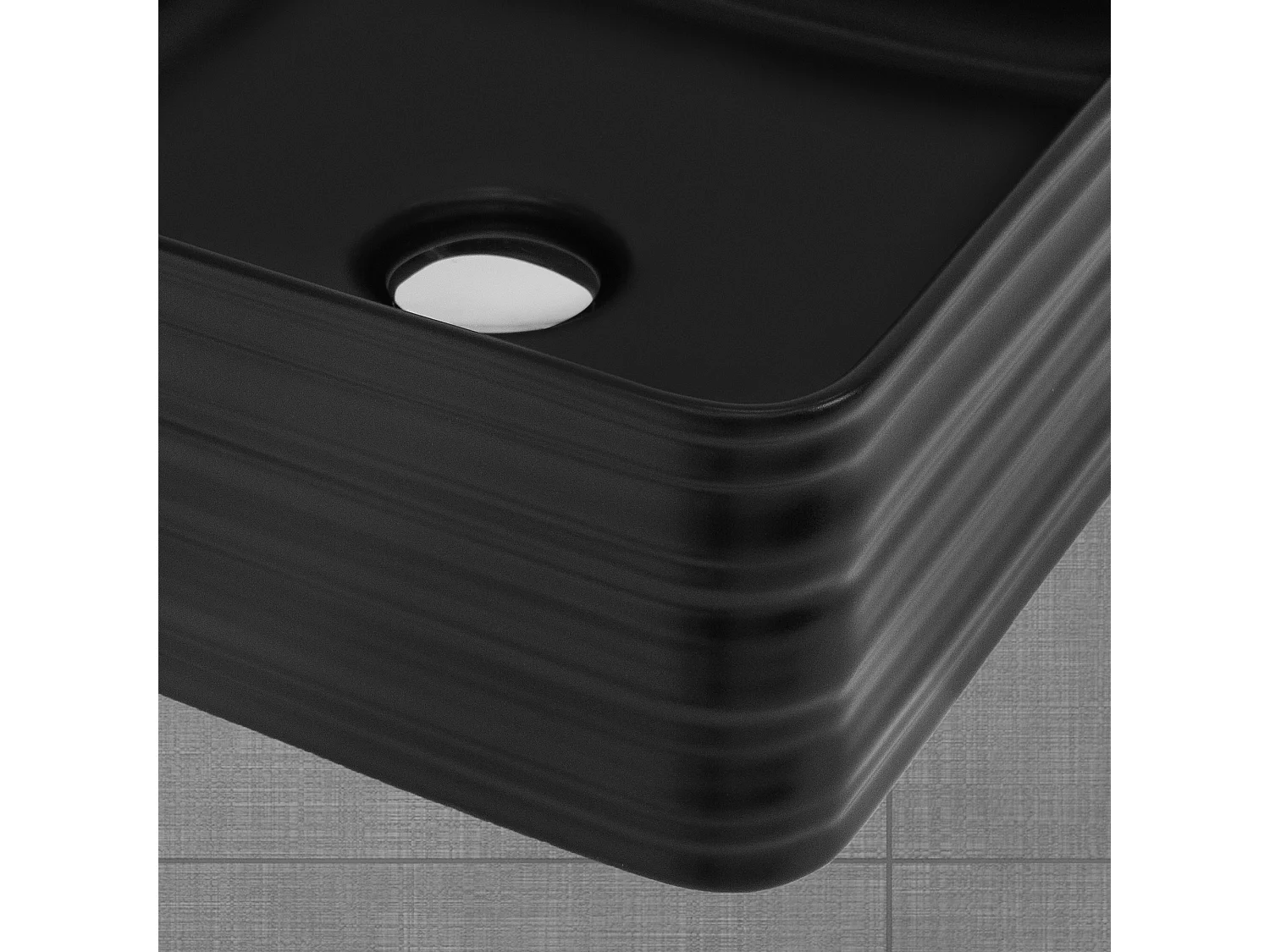 Vasque à poser carré noir mat céramique 390x390x150 mm lave main salle de bain