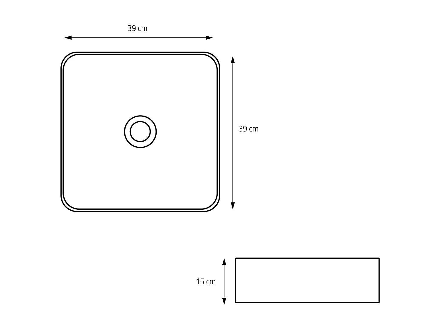 Vasque à poser carré noir mat céramique 390x390x150 mm lave main salle de bain