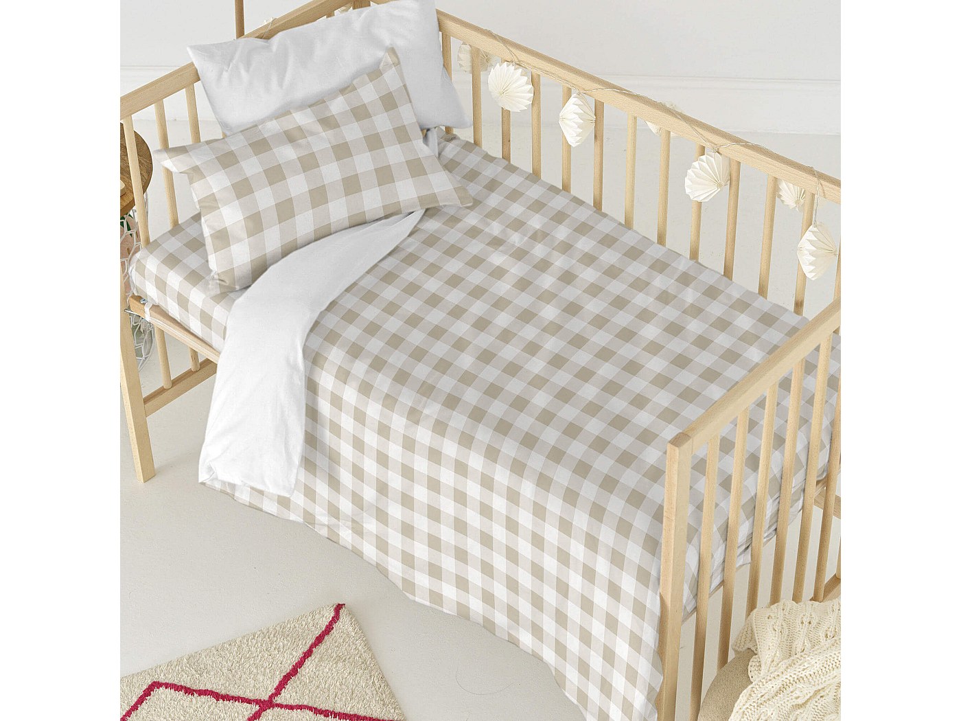 Parure housse de couette Berceau 100x120 cm Vichy