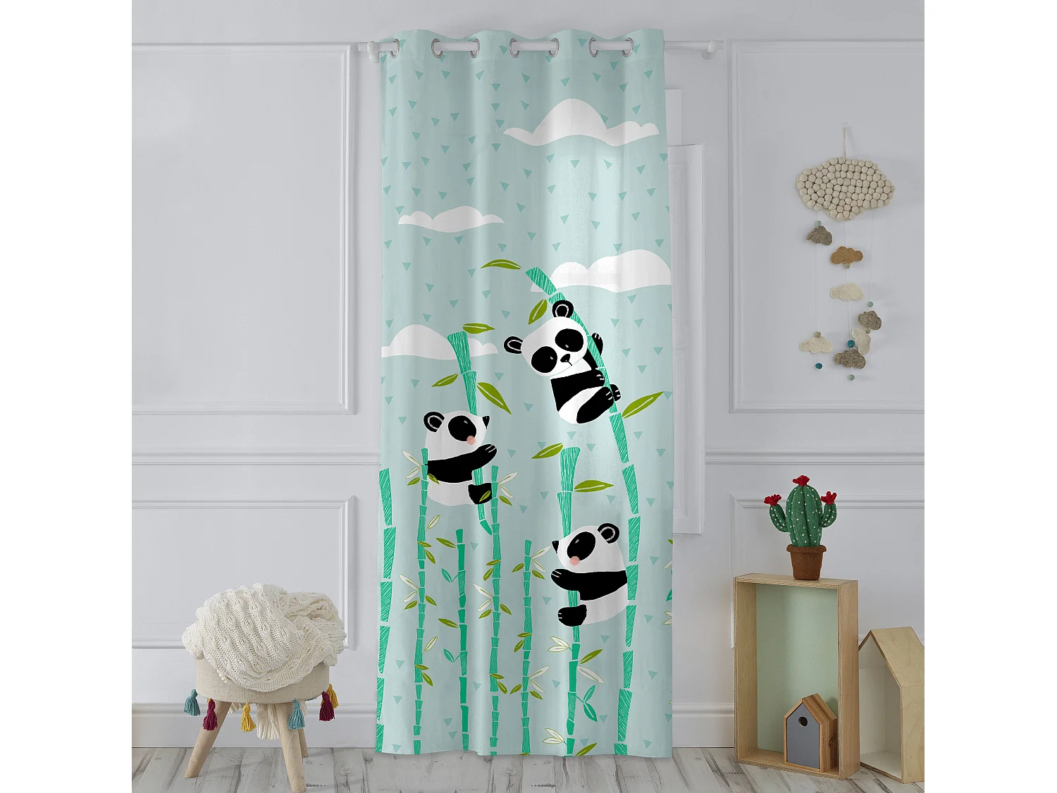 Rideau 140x265 cm Panda garden blue