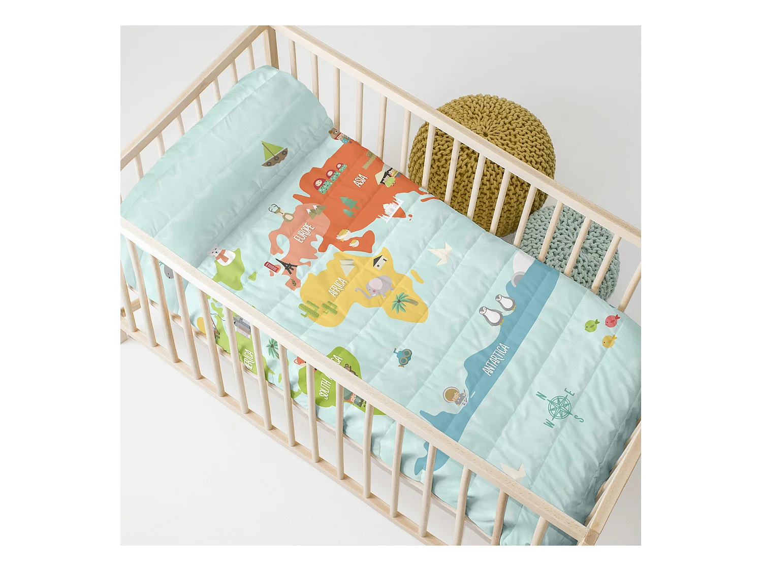 Tagesdecke Kinderbett 100x130 cm World map