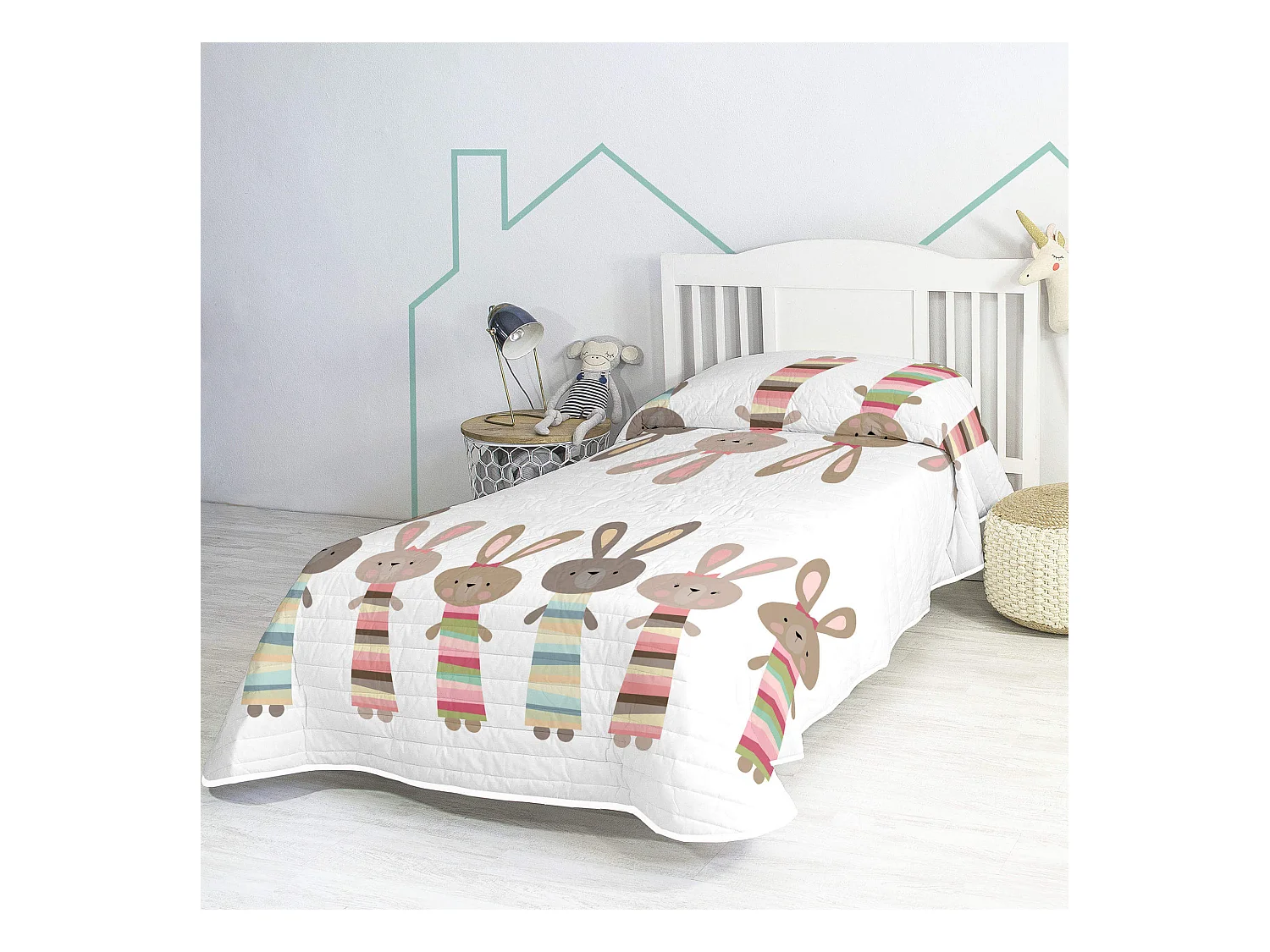Colcha Cama 105 (200x260 cm) Rabbit family