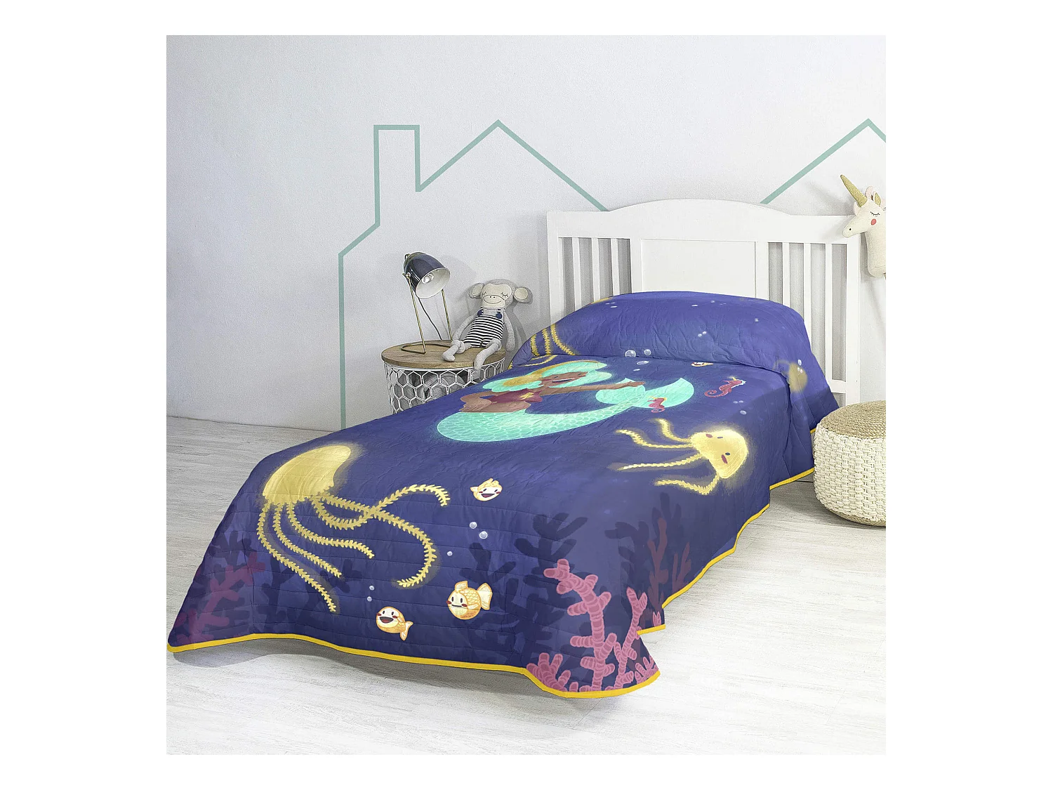 Colcha Cama 80/90 (180x260 cm) Happy mermaid