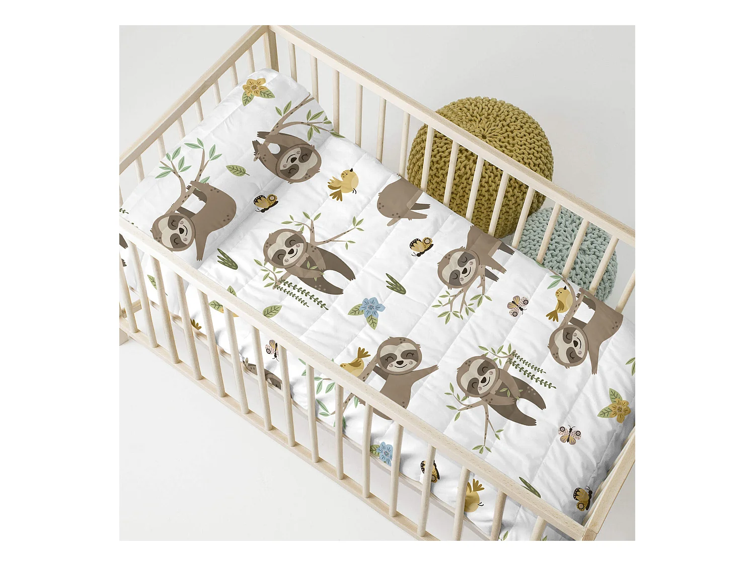 Tagesdecke Kinderbett 100x130 cm Happy sloth