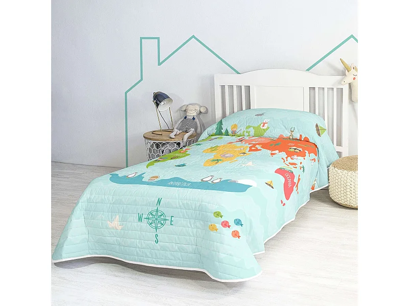 Tagesdecke 180x260 cm World map