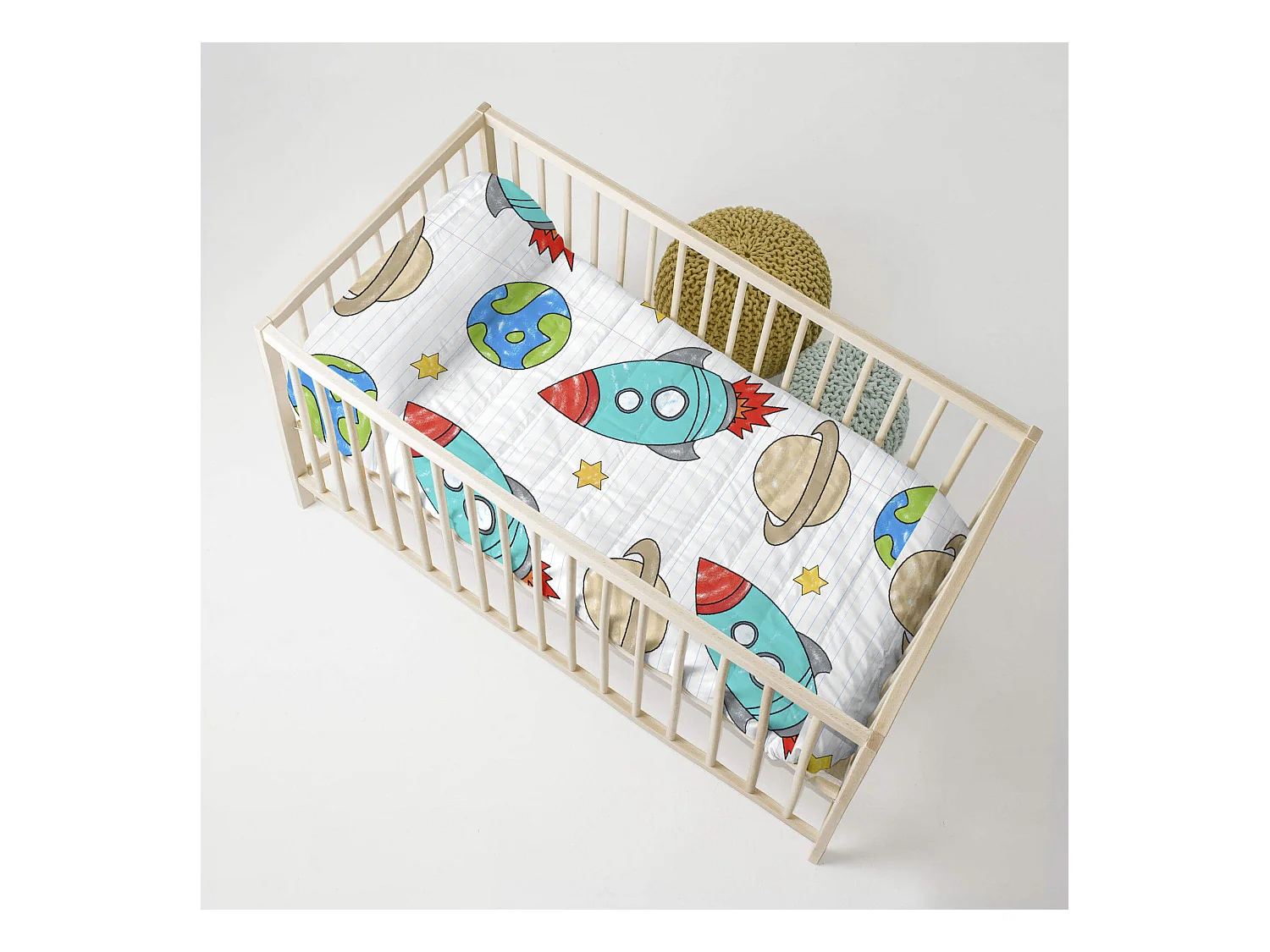 Tagesdecke Kinderbett 100x130 cm Space rocket