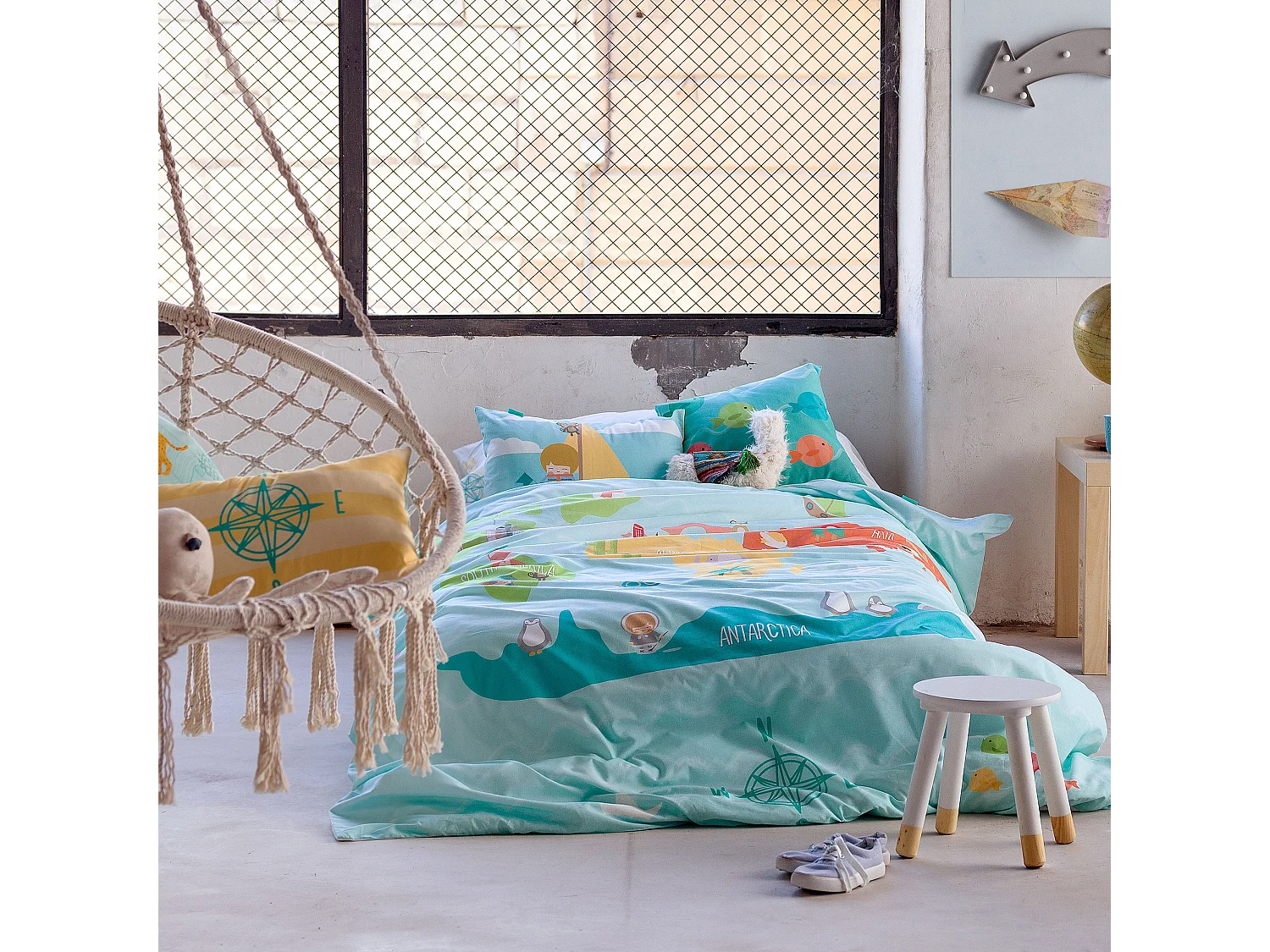 Parure housse de couette 140x200 cm World map