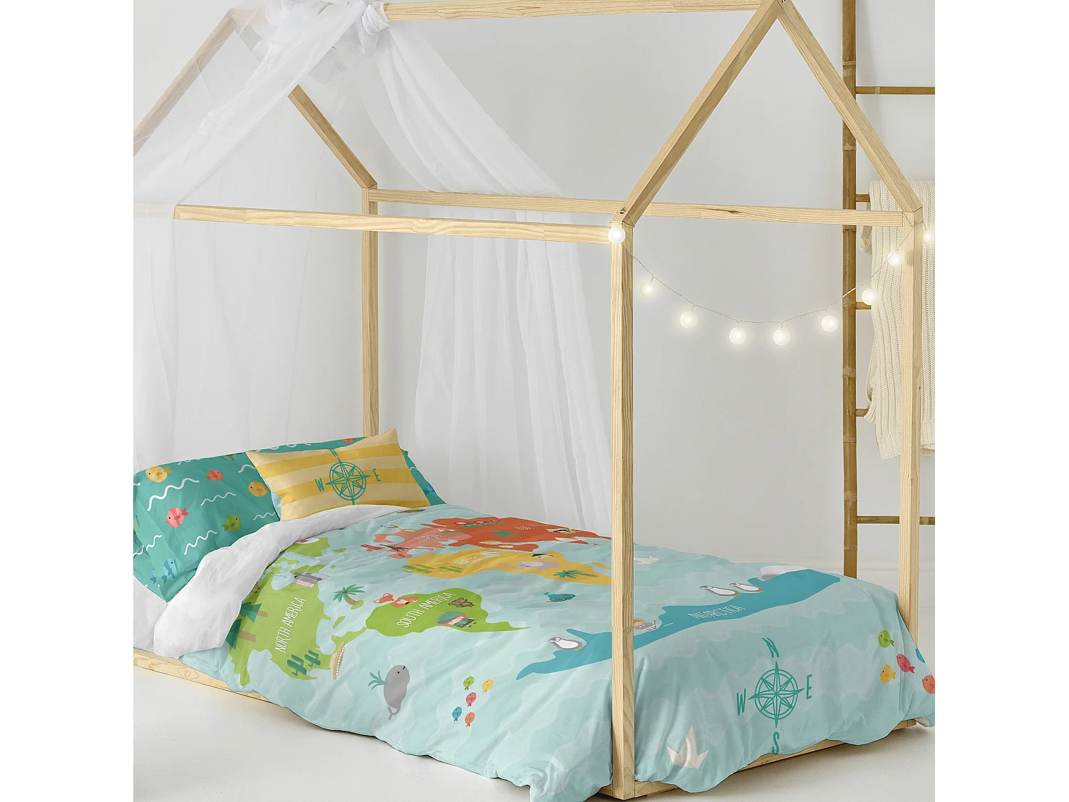 Parure housse de couette 140x200 cm World map