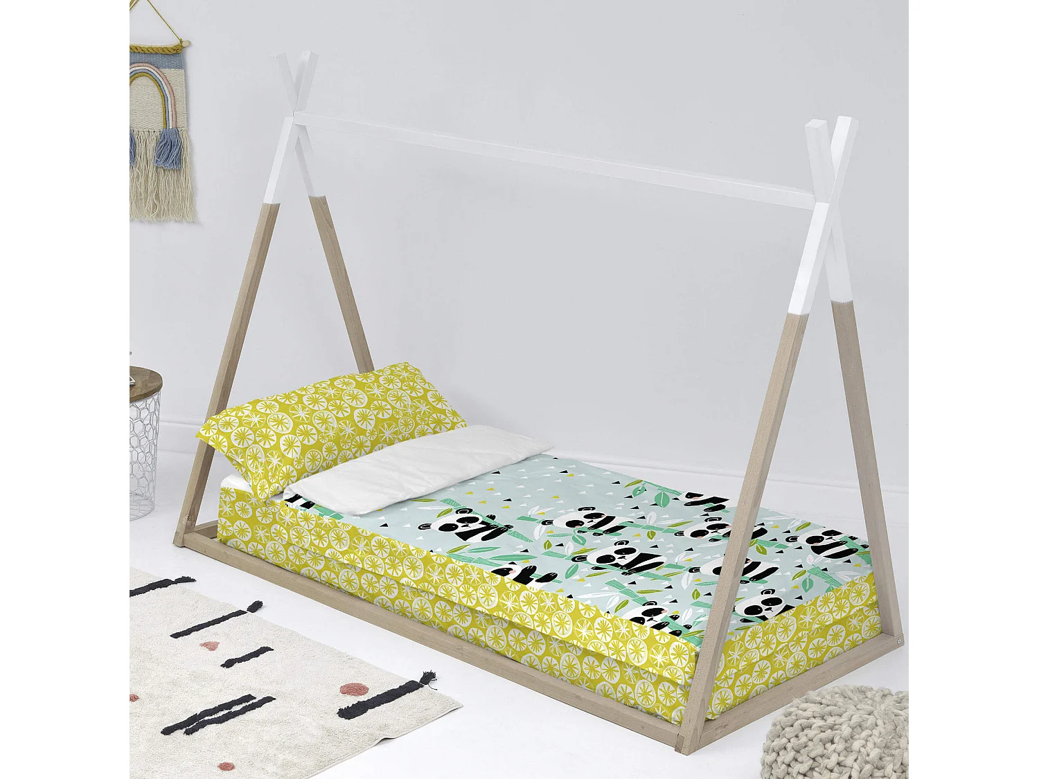 Nordic sack 90x200 cm Mit füllung Panda garden blue