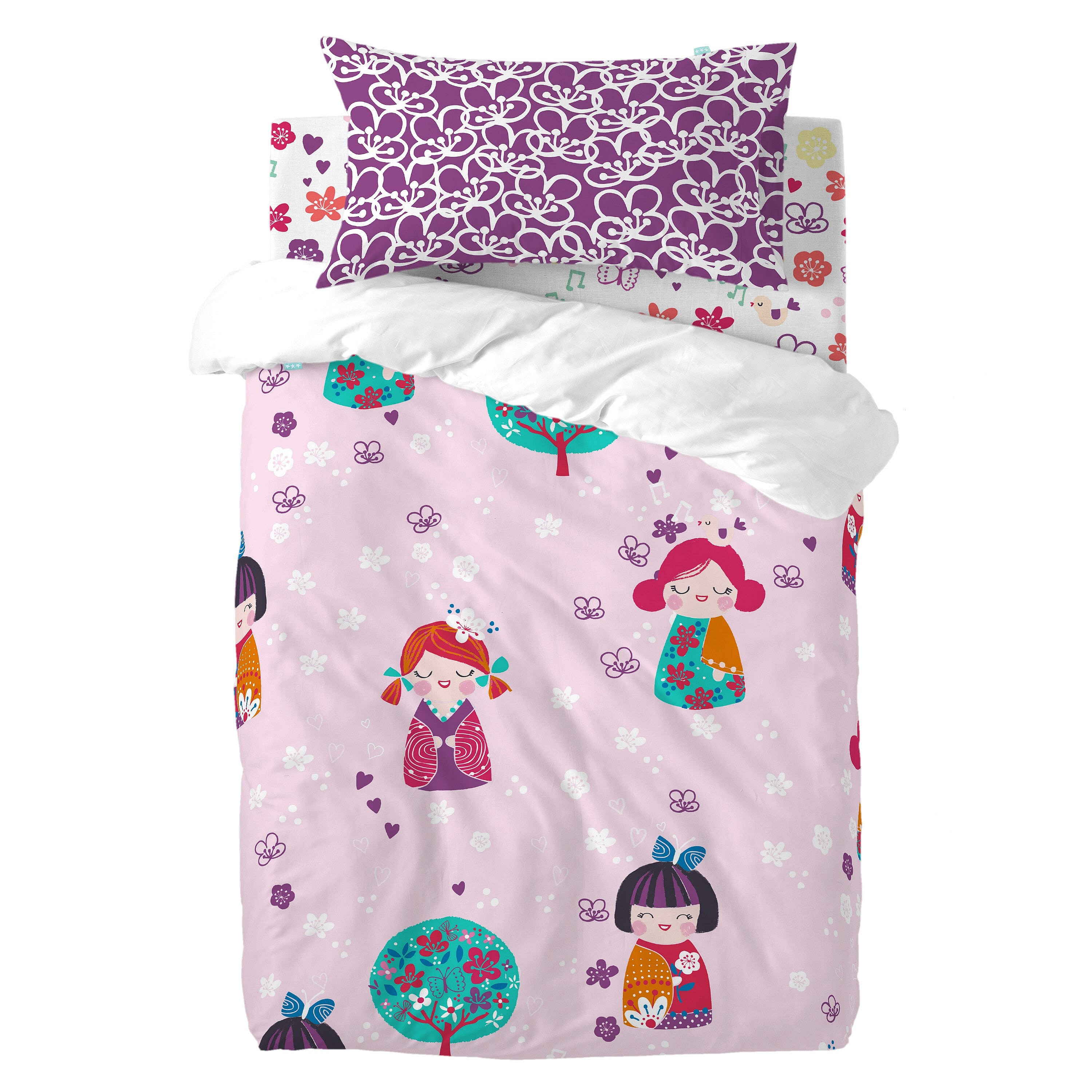 Dessus De Couette Vintage Fait Main (70x72 Cm) Motif Floral Bleu/rose