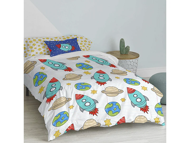 Bettbezug-set 135/140x200 cm Space rocket
