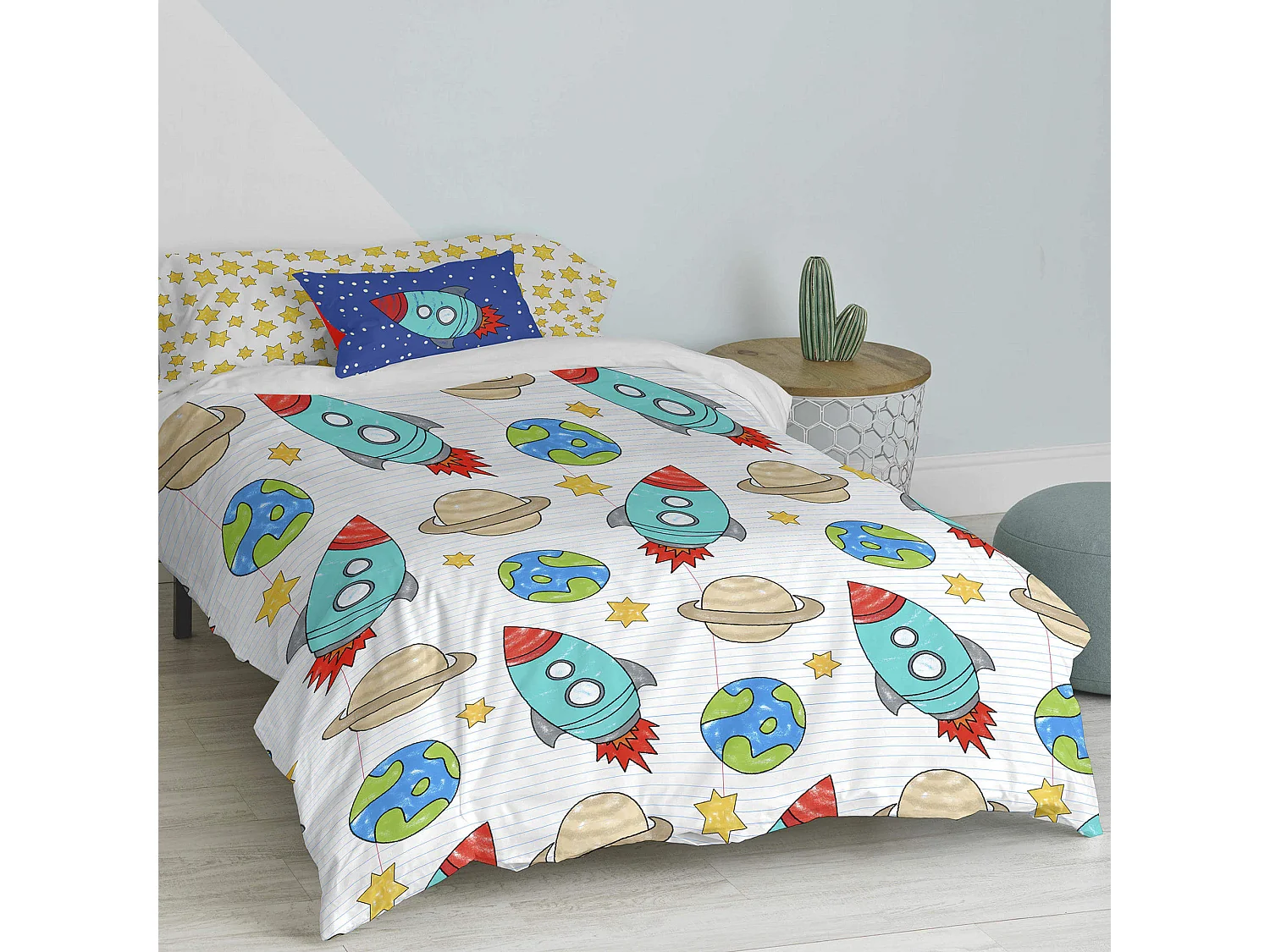 Bettbezug-set 135/140x200 cm Space rocket