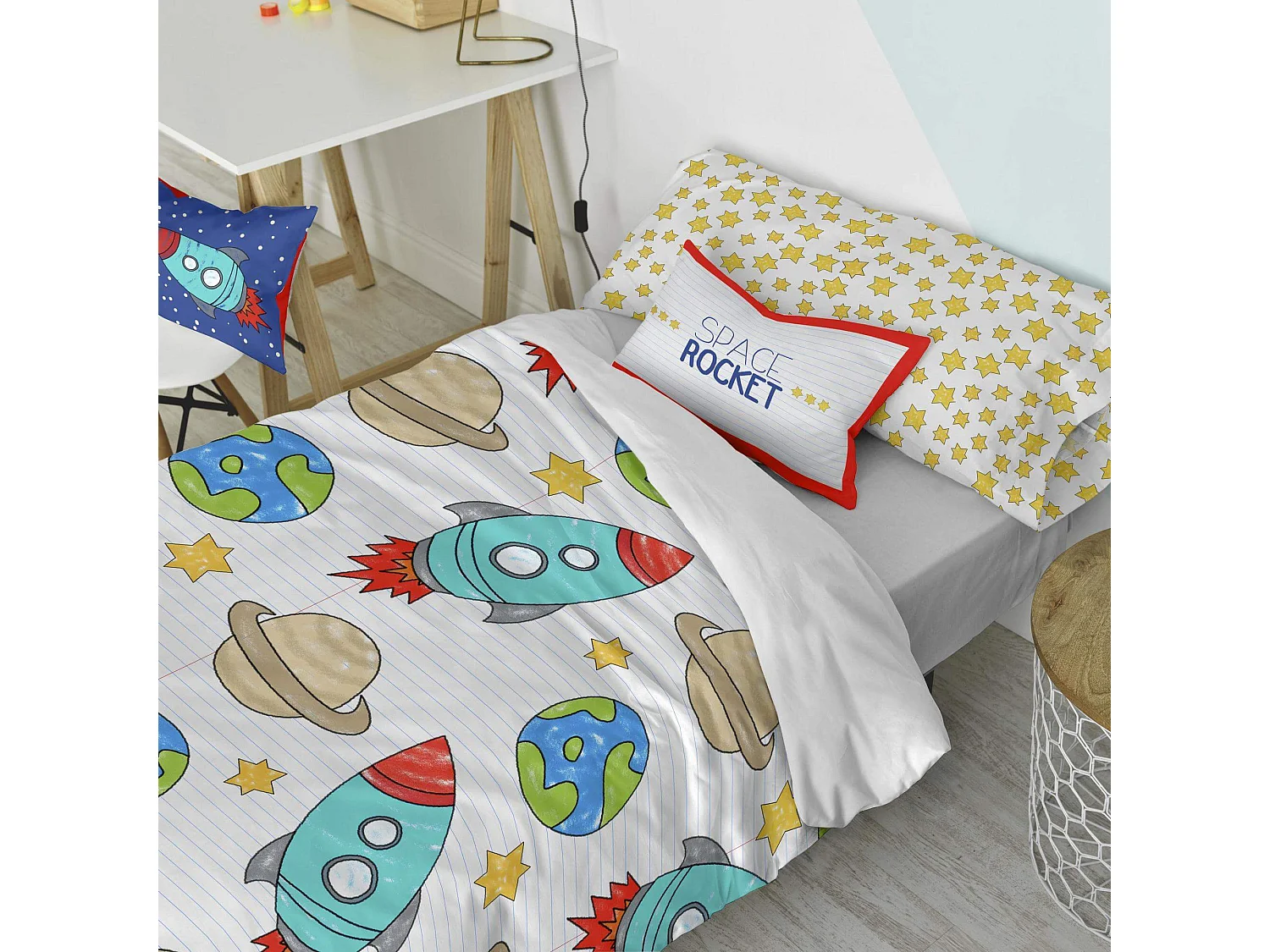 Bettbezug-set 135/140x200 cm Space rocket
