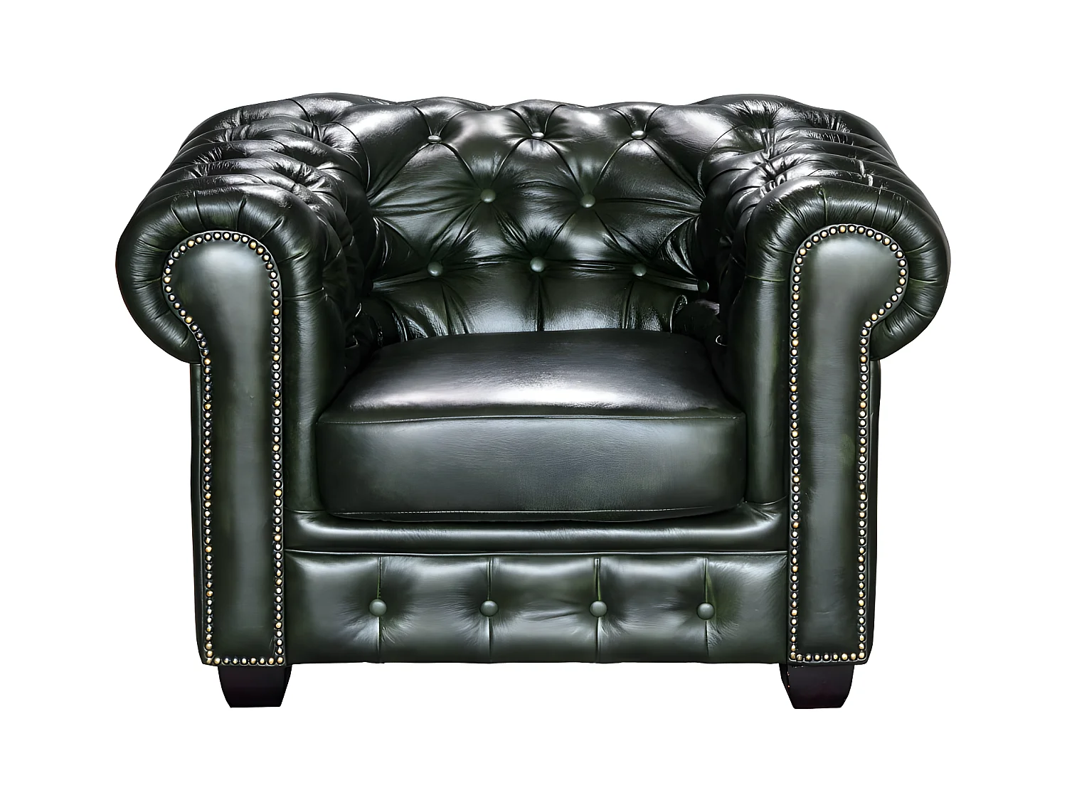 Fauteuil chesterfield BRENTON 100% cuir de buffle - Vert empire
