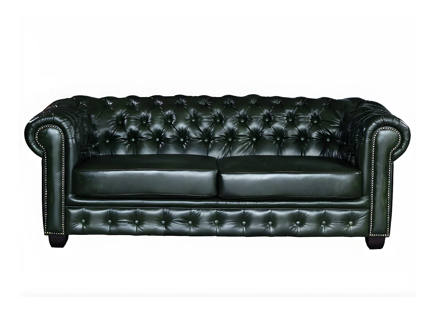 Canapé chesterfield 3 places BRENTON 100% cuir de buffle - Vert empire