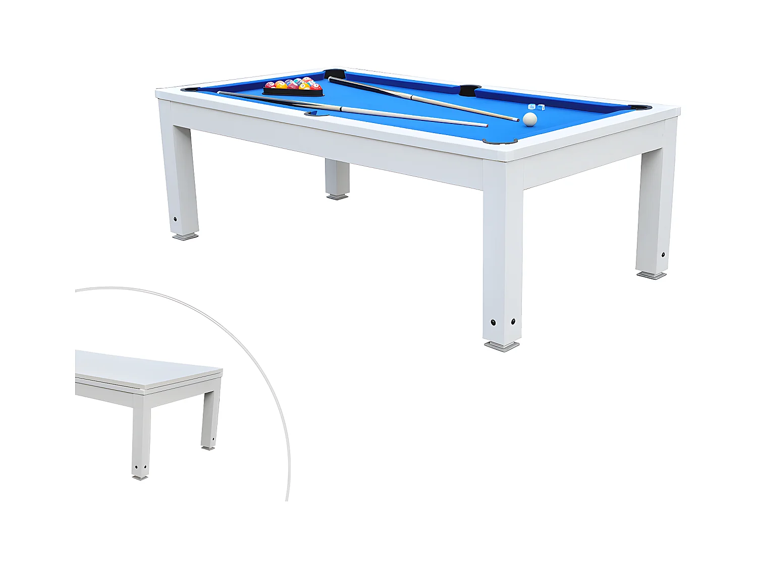 Biljart SNOOKER tafel moduleerbaar - Regelbare hoogte - 207 x 114 x 79 cm