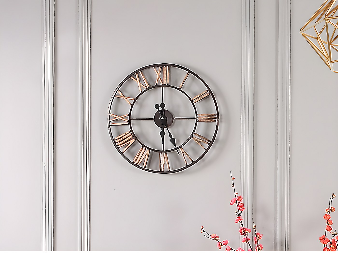 Orologio da parete industrial rotondo 80 cm in metallo nero e grigio