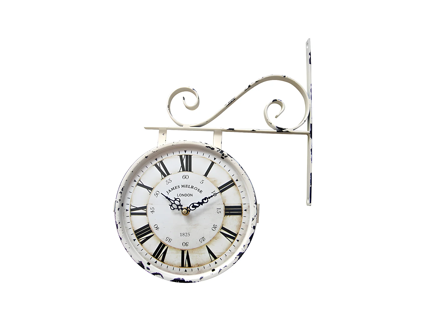 Dobbeltsidigt vintage-look vægur FAUBOURG i jern - B.34 x H.41,5 cm