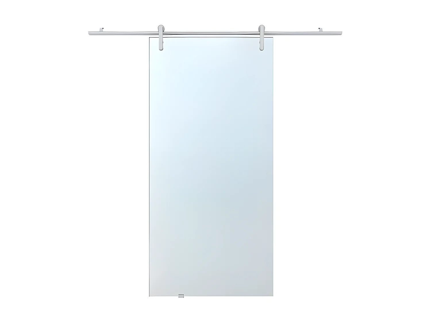 Porte coulissante avec système en applique CLEAVER - H205 x L83 cm - Verre trempé dépoli