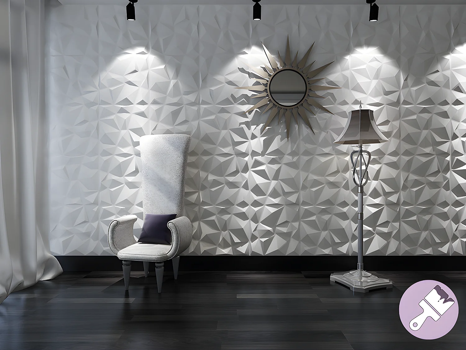 Panel ścienny 3D ANGLY do samodzielnego malowania - opakowanie 3 m² - 12 części