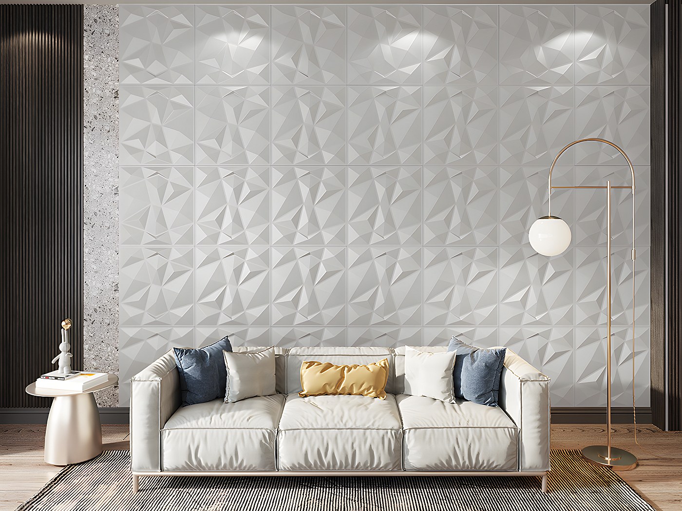 Painel de parede 3D ANGLY para pintar - pack de 3m²