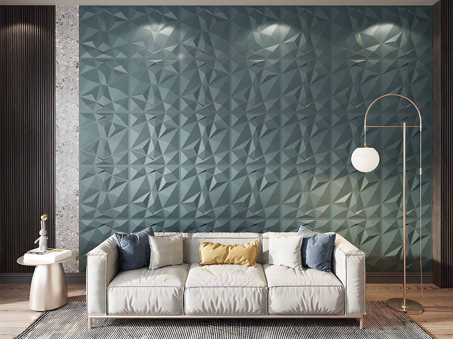 Vente-unique 3D Wandpaneel - 1 Pack, 3 M² - Set Aus 12 Teilen - Angly
