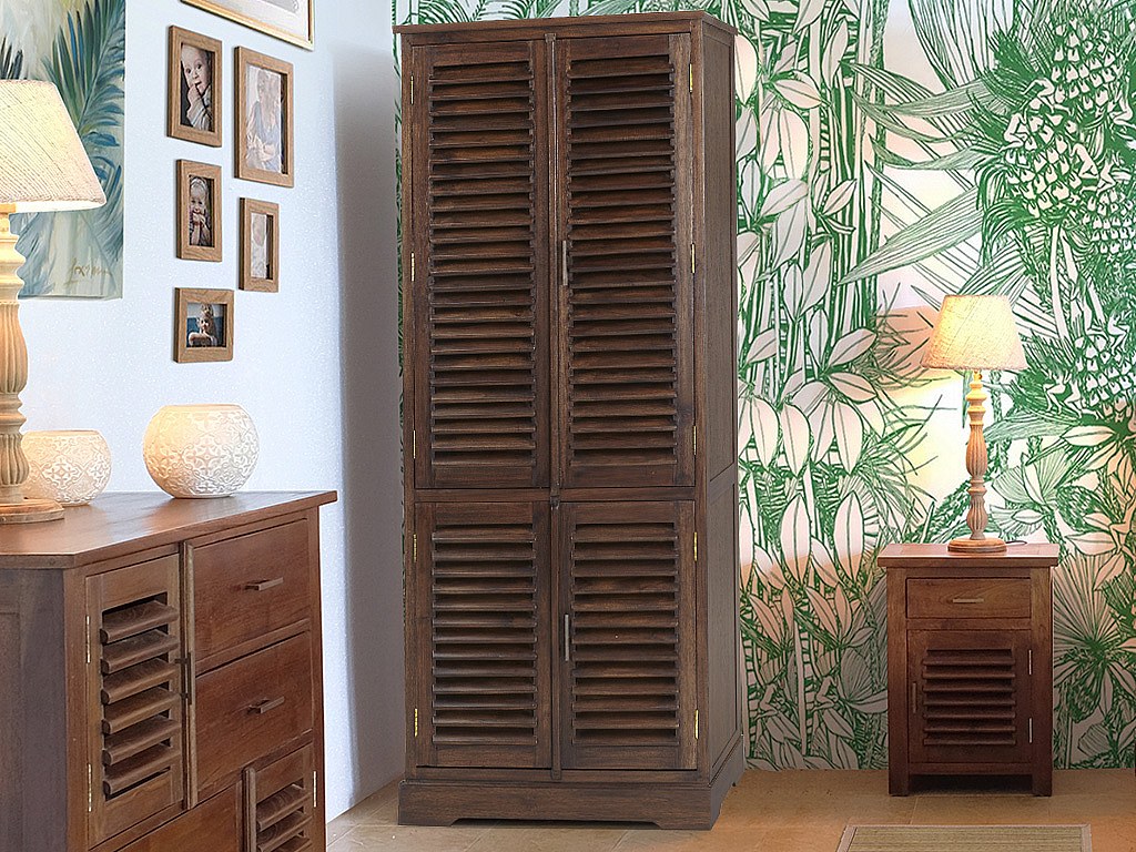Armario de teca maciza con 4 puertas. Alto 180 cm BALI II