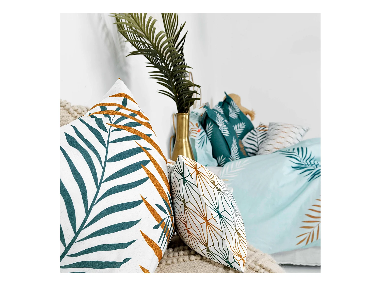 Funda nórdica Cama 105 (180x220 cm) Foliage mint