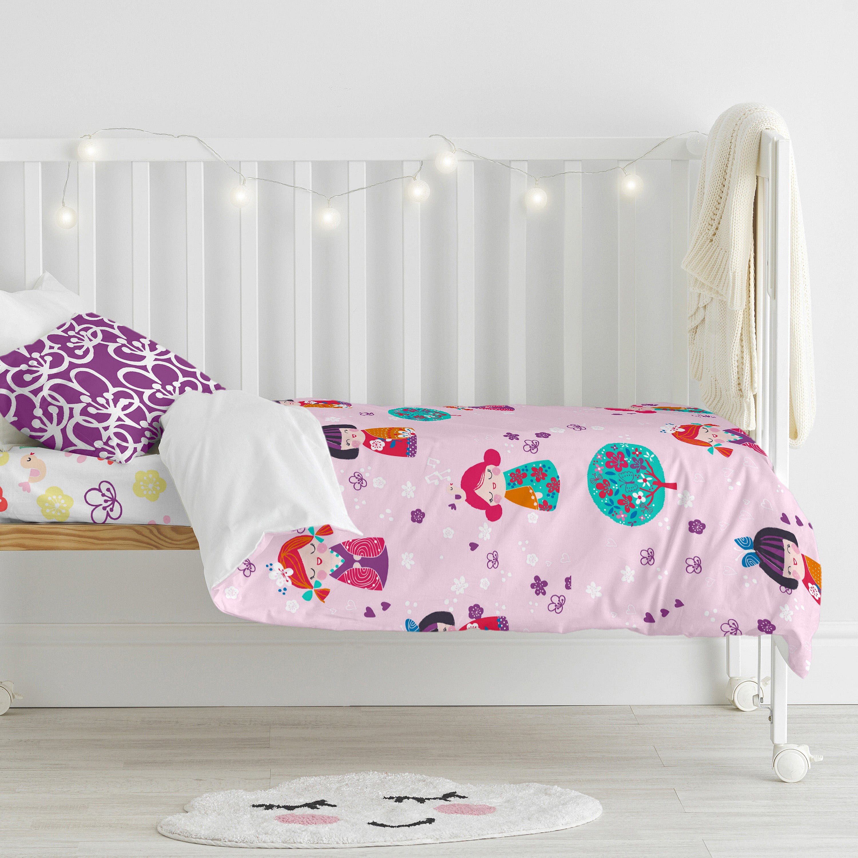 Housse et couette pour lit de bébé - Printemps