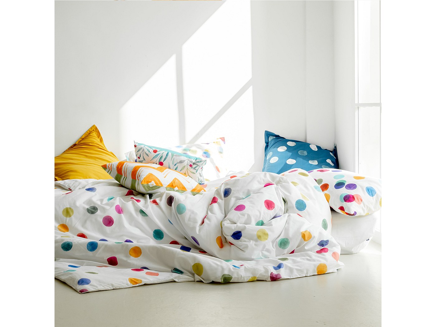 Parure De Lit Enfant 2 Pièces – Housse Couette 120x150 + Taie 40x60 – Microfibre Douce – Motifs Pois & Rayures Colorés - 5