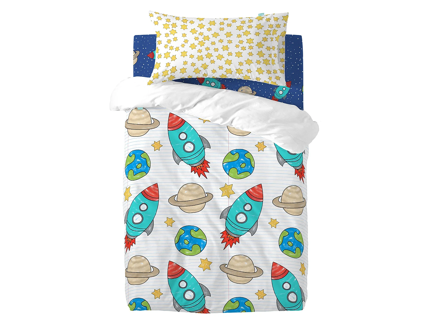 Parure housse de couette Lit Bébé 115x145 cm Space rocket