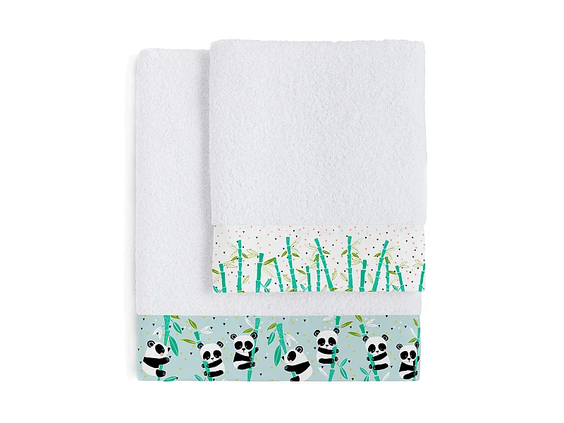 Handtuch- set Pack of 2 Panda garden blue