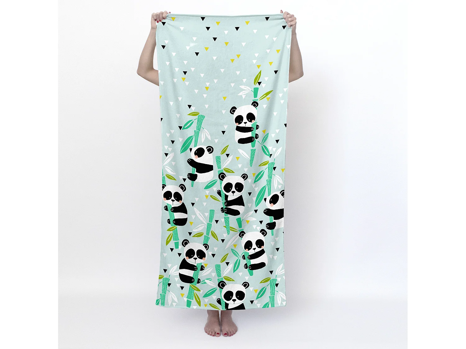 Asciugamano 70x150 cm Panda garden blue