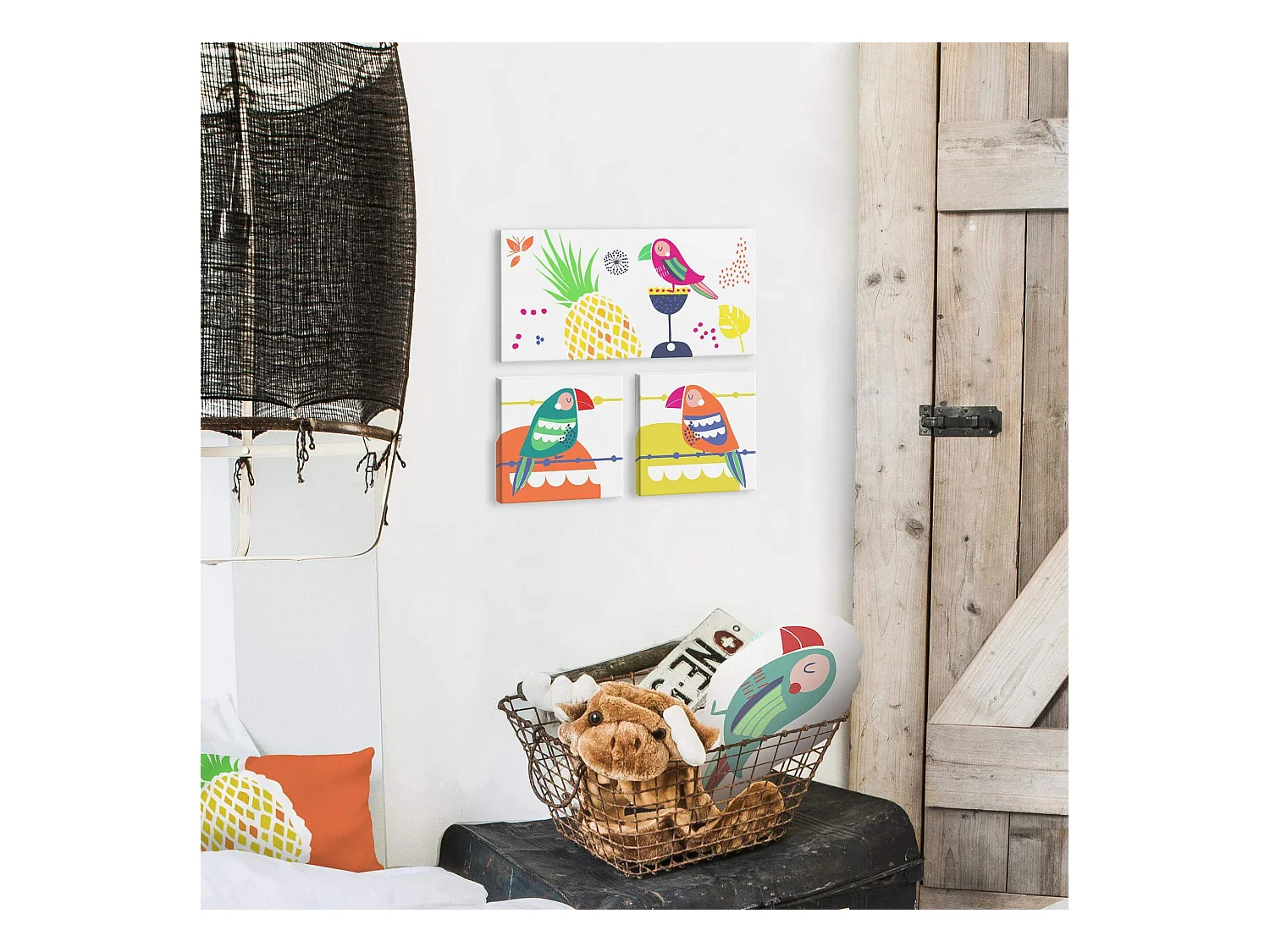 Lienzo 27x54 cm Pretty parrots