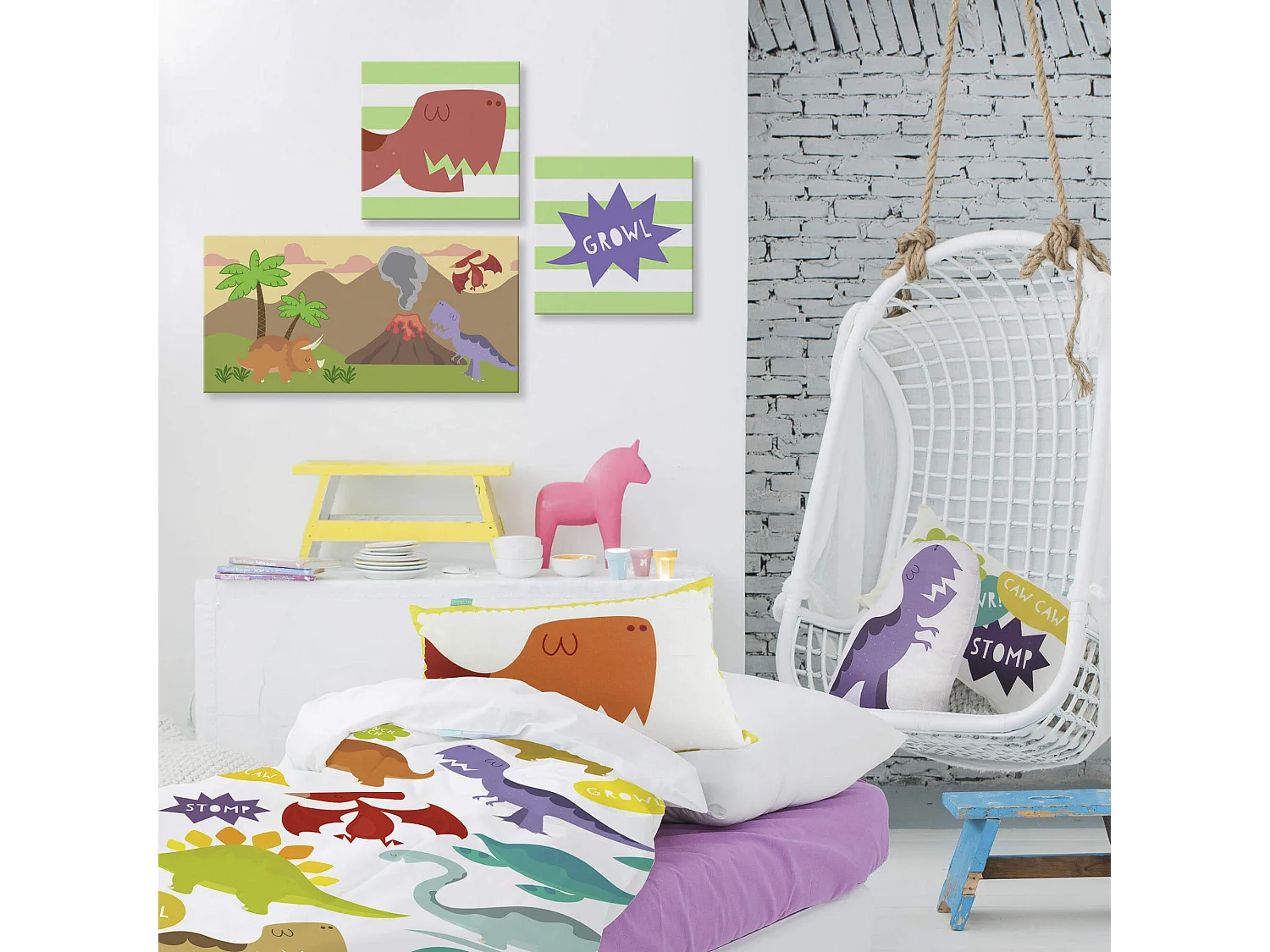 Toile 27x27 (B) cm Dinosaur