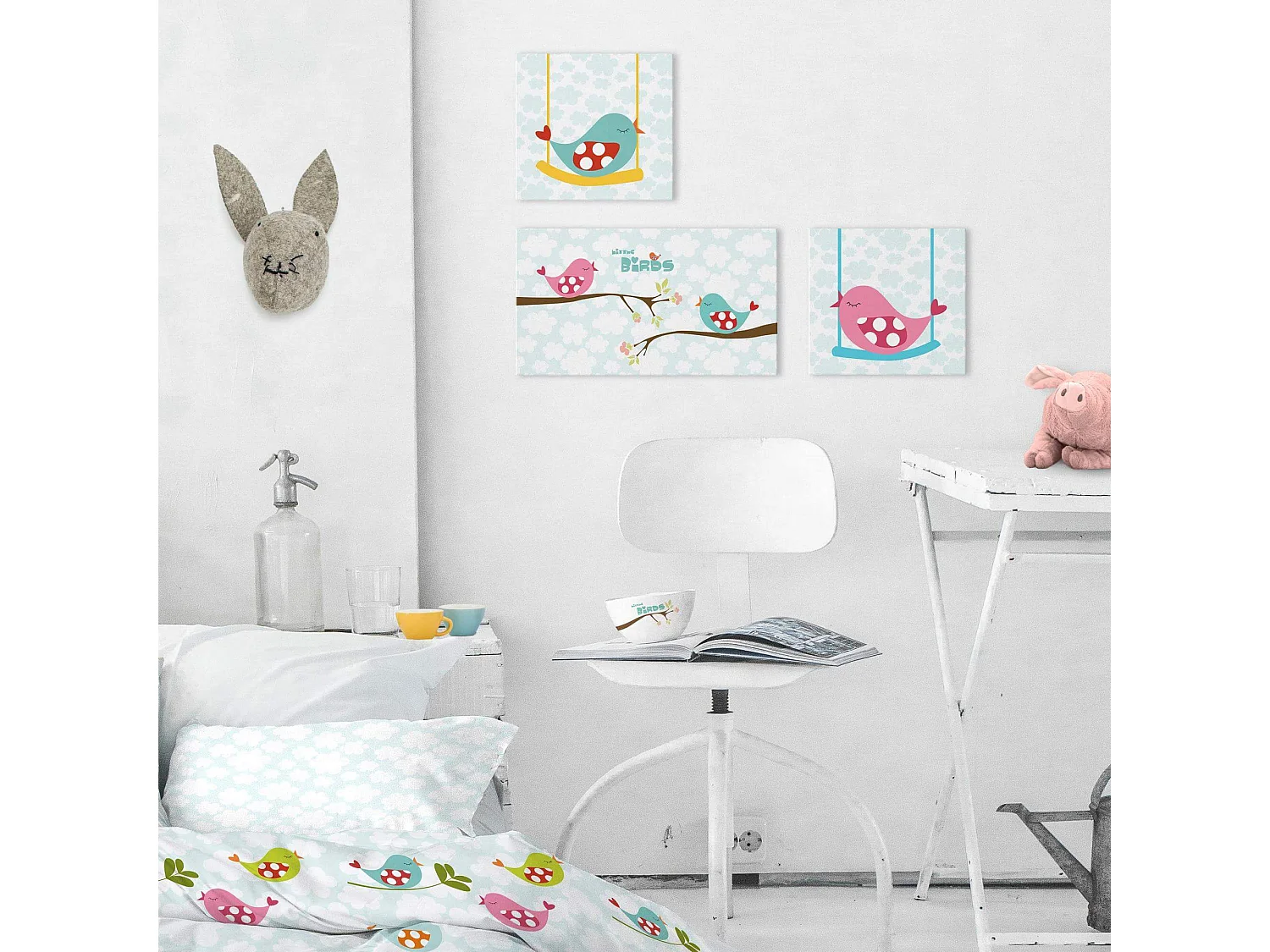 Tela decorativa 27x27 cm Little birds