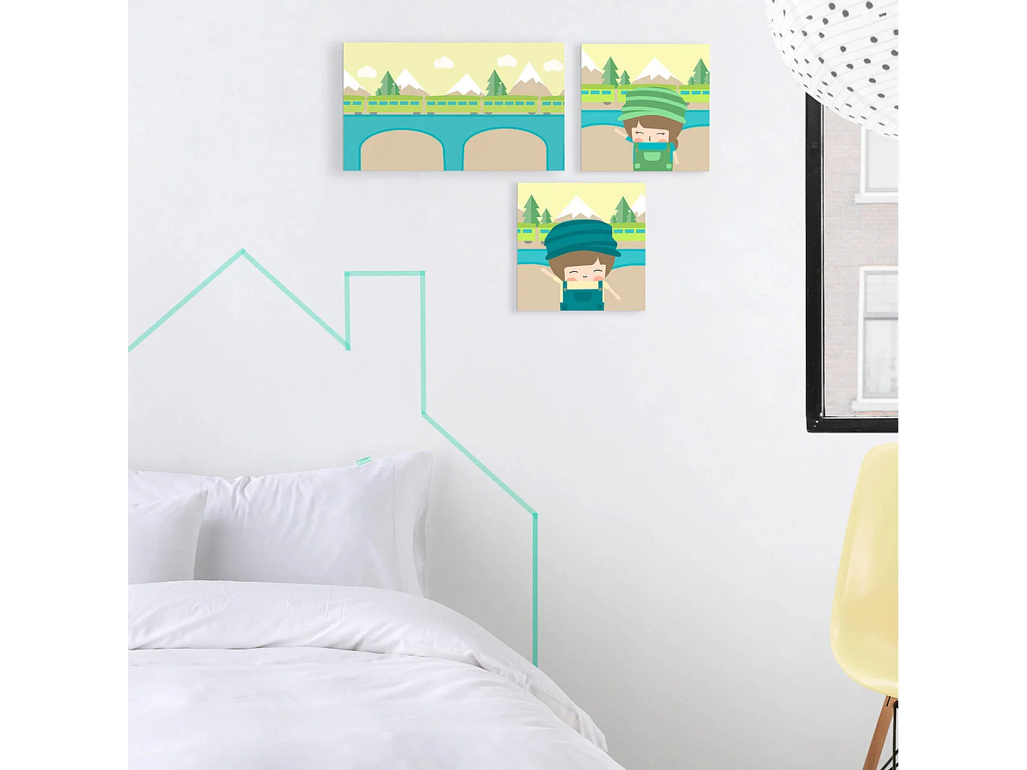 Toile 27x27 cm Train