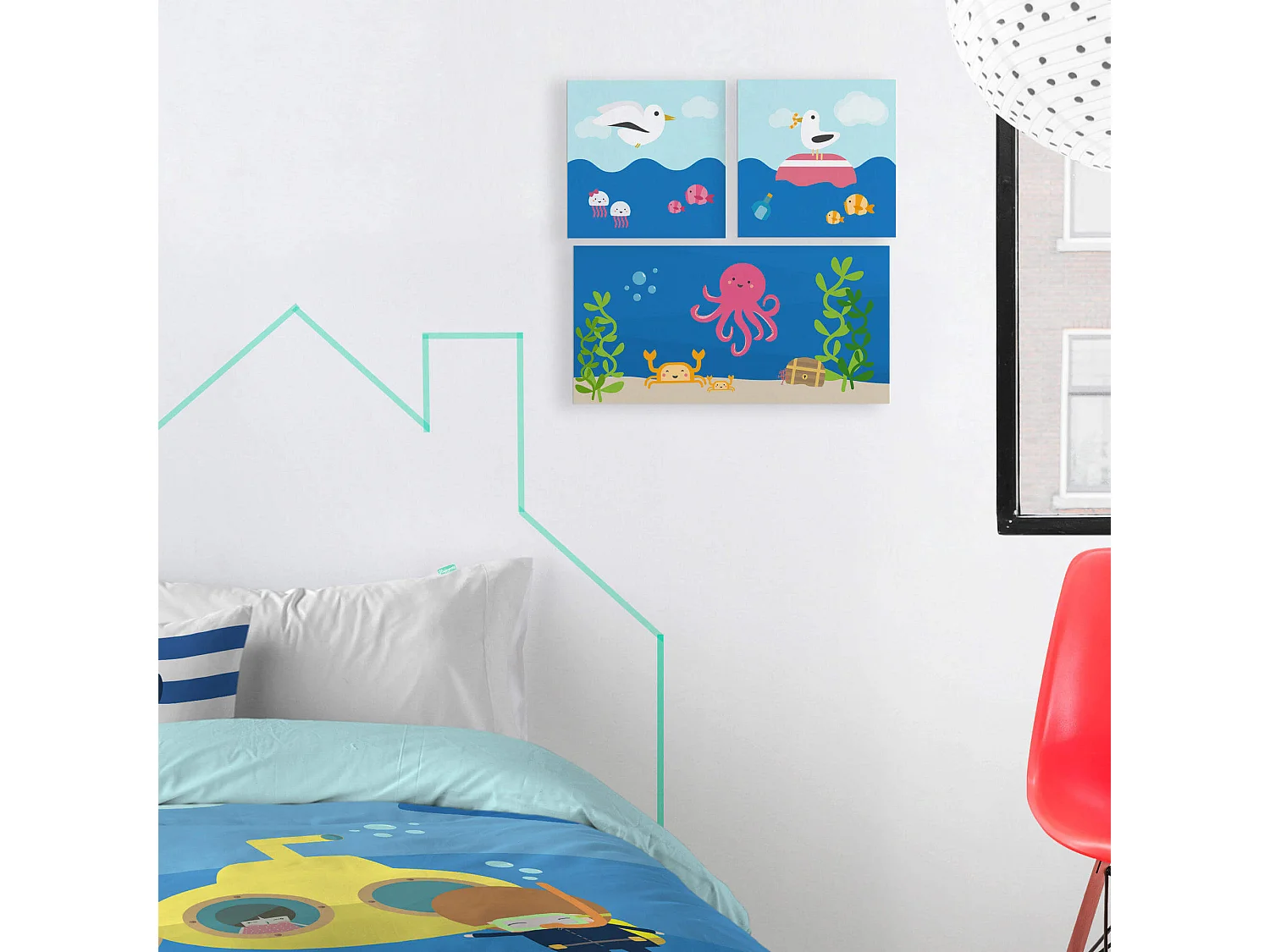 Wandkunst 27x27 (B) cm Yellow submarine