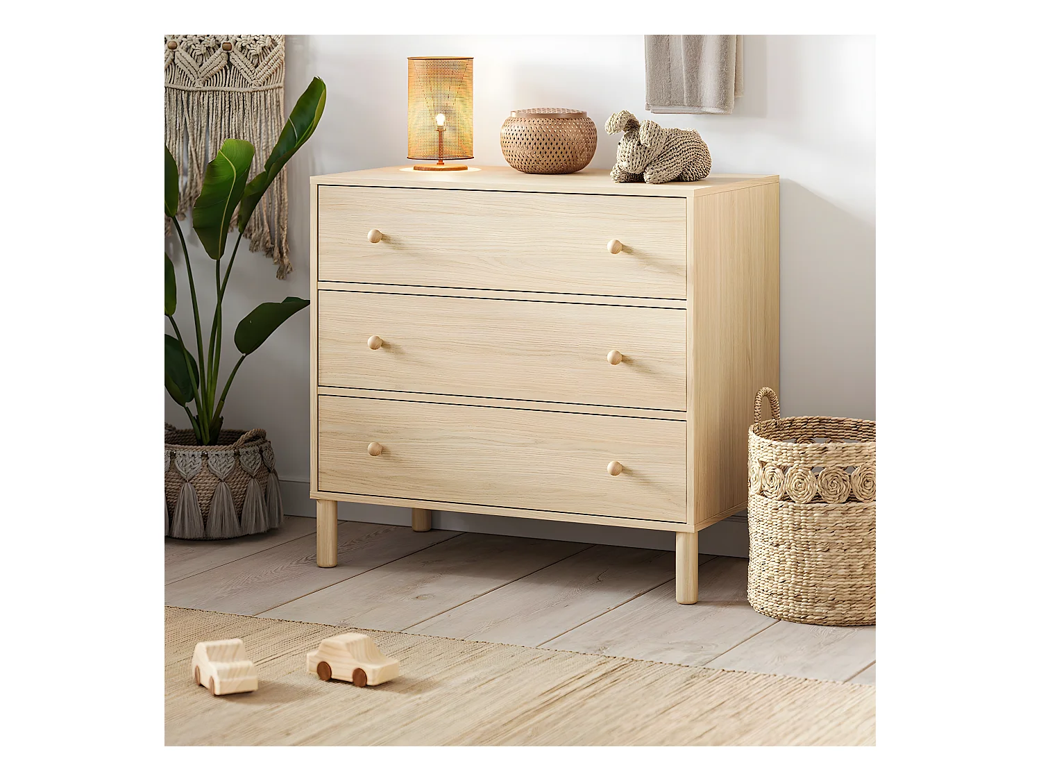 Commode 3 tiroirs Tela - L90 cm