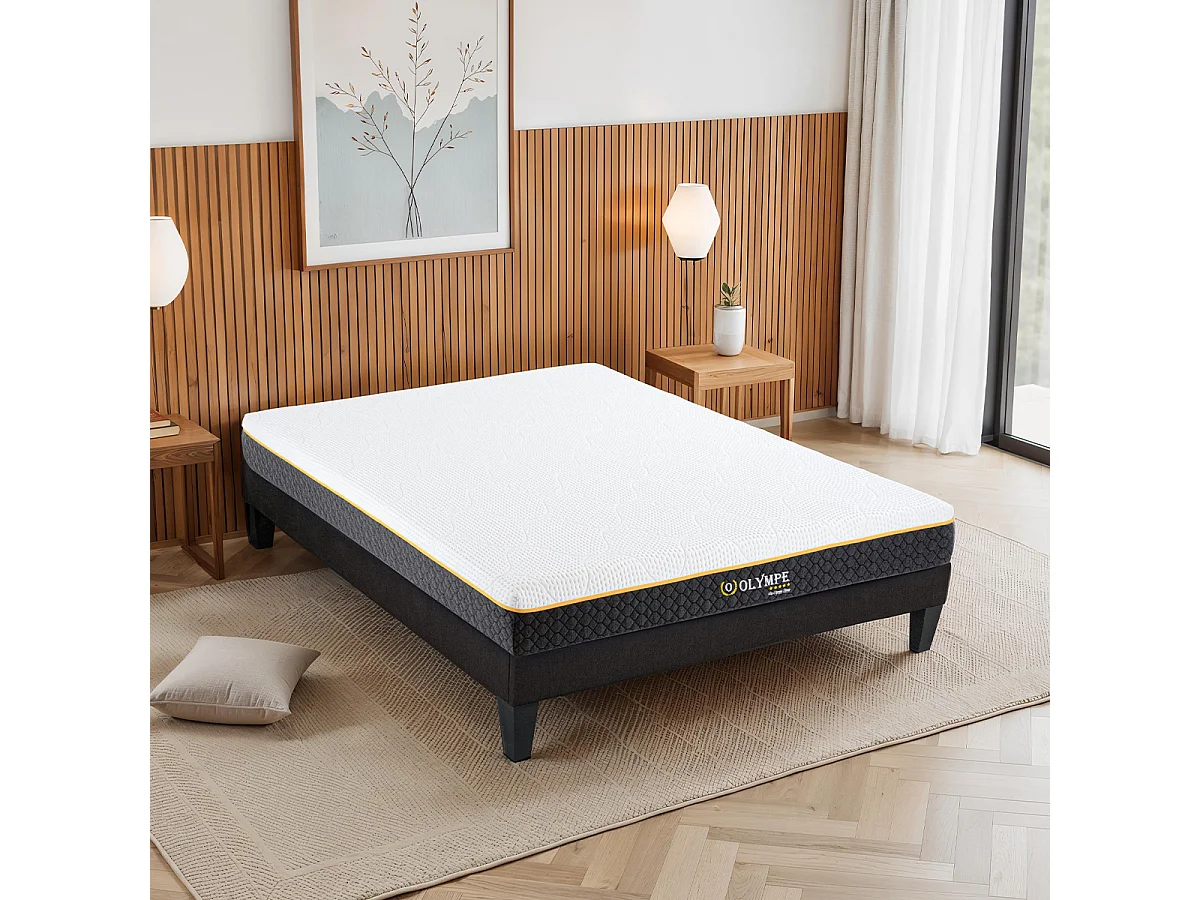 Ensemble matelas à mémoire de forme ferme + sommier en bois
