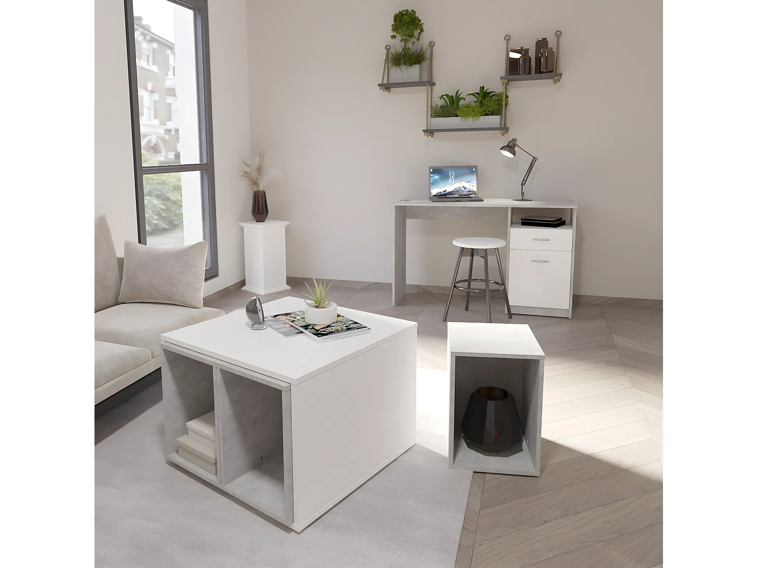 Table basse avec 4 compartiments amovibles Joker 1 - L71,5 x H50 cm