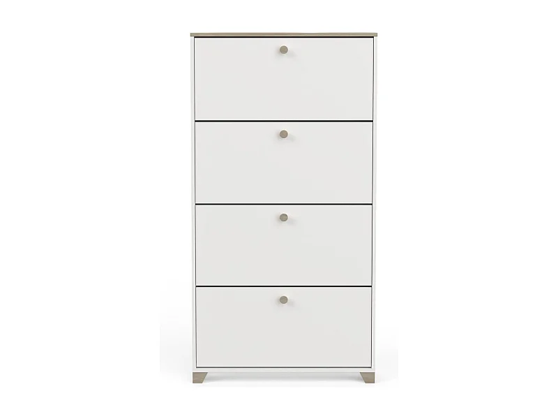 Meuble à chaussures 4 abattants décor chêne kronberg et blanc - L80,8 cm