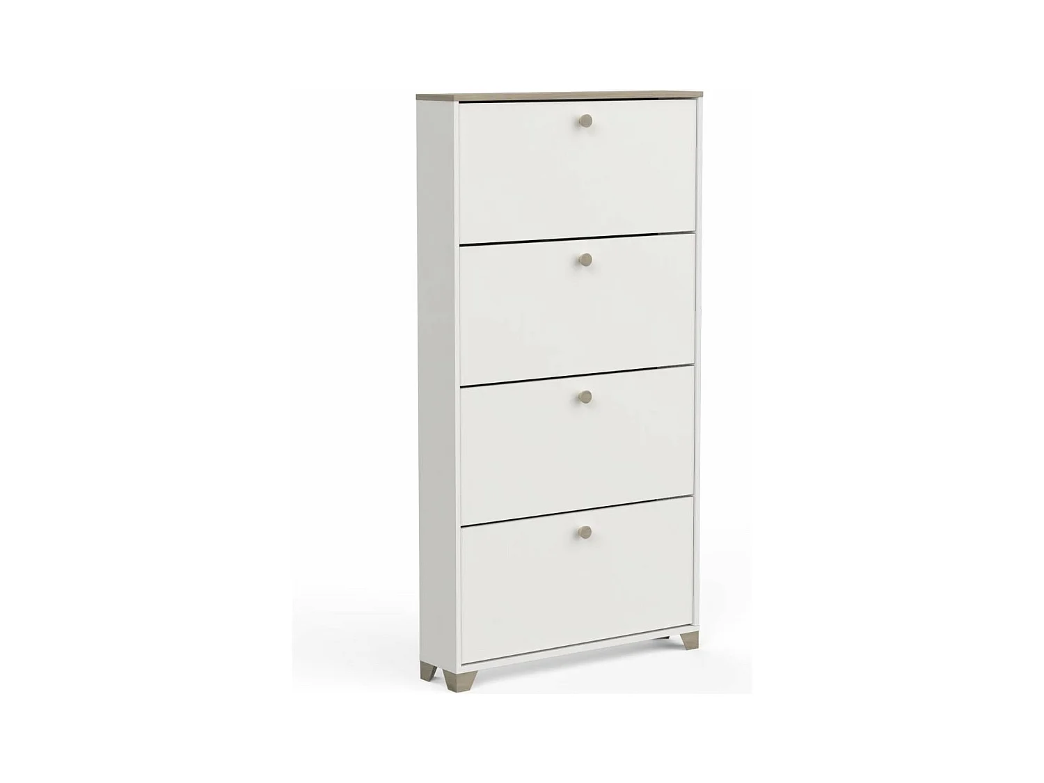 Meuble à chaussures 4 abattants décor chêne kronberg et blanc - L80,8 cm