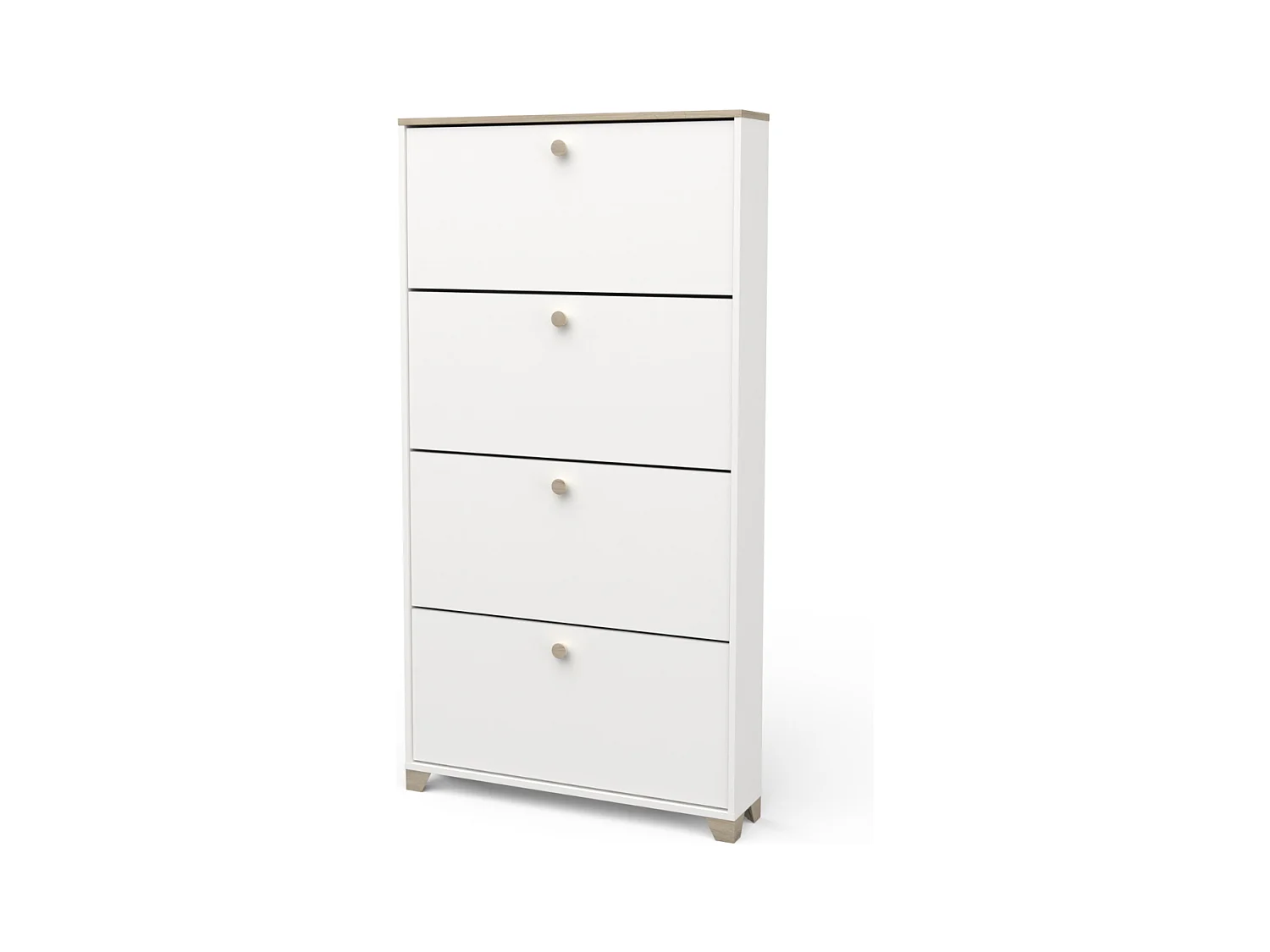 Meuble à chaussures 4 abattants décor chêne kronberg et blanc - L80,8 cm