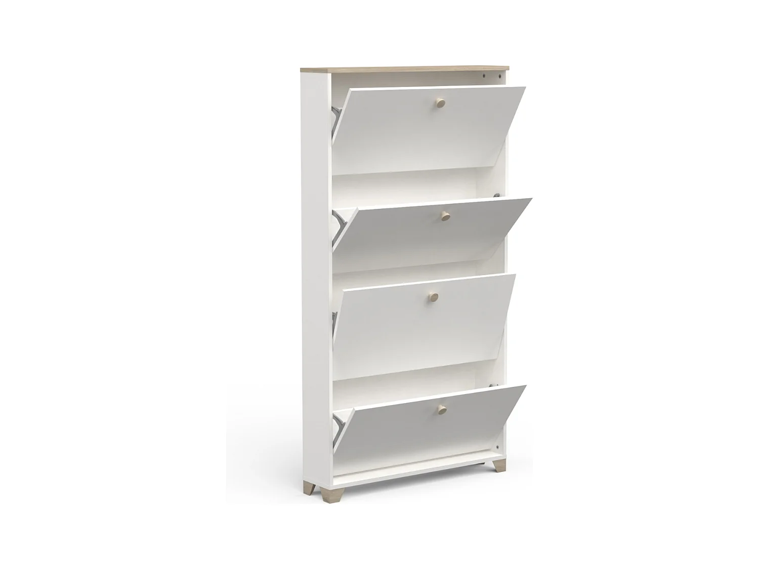 Meuble à chaussures 4 abattants décor chêne kronberg et blanc - L80,8 cm