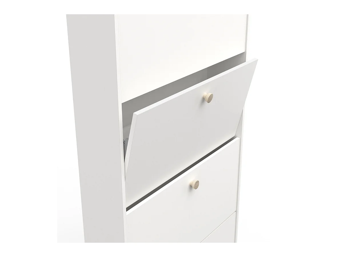 Meuble à chaussures 4 abattants décor chêne kronberg et blanc - L80,8 cm