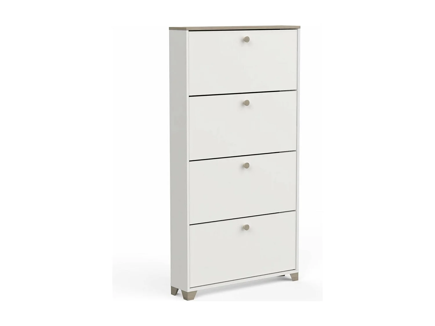 Meuble à chaussures 4 abattants décor chêne kronberg et blanc - L80,8 cm