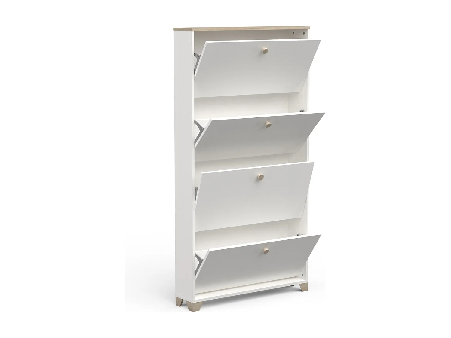 Meuble à chaussures 4 abattants décor chêne kronberg et blanc - L80,8 cm