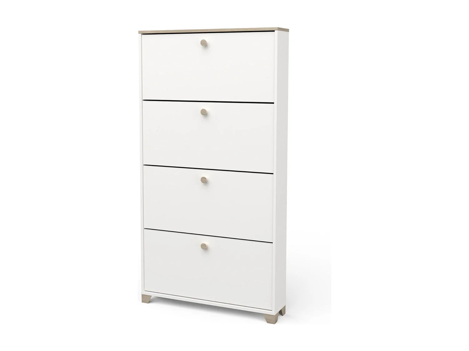 Schoenenkast 4 kleppen decor eiken kronberg en wit - L80,8 cm